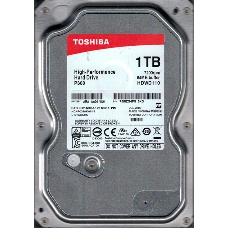 Жесткий диск Toshiba, 3.5, 1.0TB, 7200 RPM, 64MB [HDWD110UZSVA]